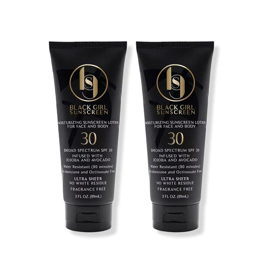 Black Girl Sunscreen SPF 30 for Face & Body – Moisturizing Sun Lotion, Ultra Sheer, No White Cast for Melanin-Rich Skin, Travel Size, 3 fl oz (2-Pack) Avelisse