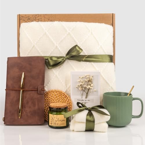 Anforsun Self Care Gift Basket - Birthday Gifts for Women, Get Well Soon Care Package with Fine China Mug - Green Large Avelisse