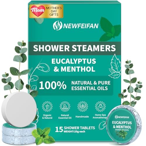 Shower Steamers Aromatherapy 15 Pack Basket Set - Organic Eucalyptus & Menthol Essential Oil Spa Relaxing Gifts for Women & Men, Mom, Wife, Teacher Avelisse