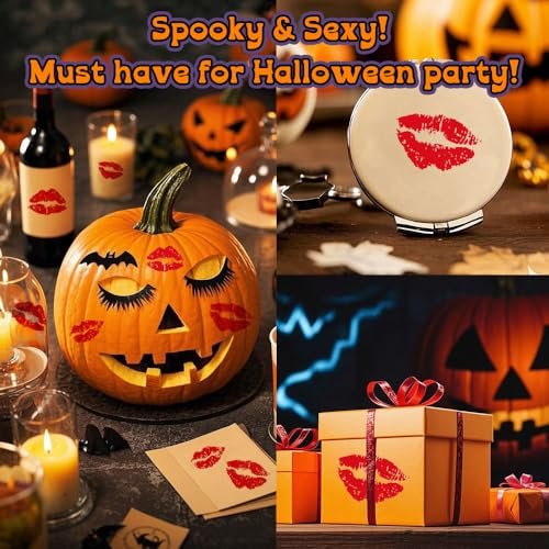 12 Sheets Kiss Tattoos Temporary Stickers - 108 Pcs Red Kiss Lip Print Waterproof Fake Tattoo for Women Girls Kids Face Body Halloween Valentine Gifts, Vampire Makeup, Party Favors - görsel 10