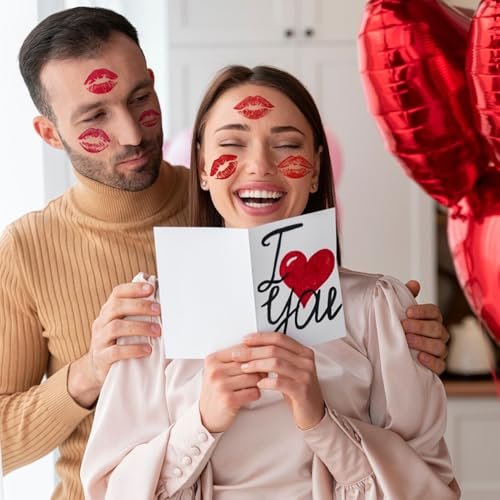 12 Sheets Kiss Tattoos Temporary Stickers - 108 Pcs Red Kiss Lip Print Waterproof Fake Tattoo for Women Girls Kids Face Body Halloween Valentine Gifts, Vampire Makeup, Party Favors - görsel 14
