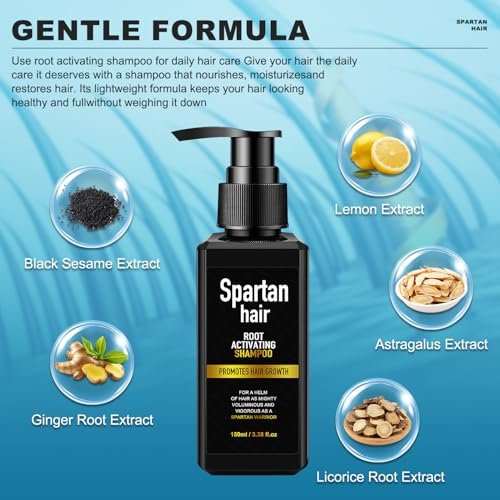 SPARTAN HAIR Strengthening & Smoothing Shampoo for Men – Adds Volume, Nourishes Thinning & Gray Hair (5.07 Fl Oz) Avelisse