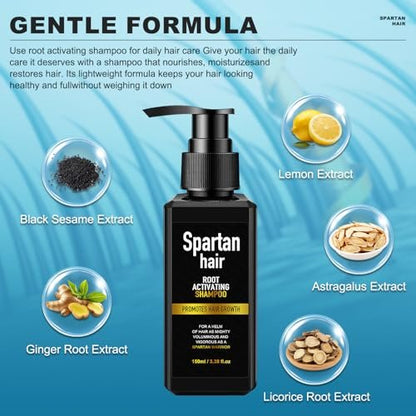 SPARTAN HAIR Strengthening & Smoothing Shampoo for Men – Adds Volume, Nourishes Thinning & Gray Hair (5.07 Fl Oz) Avelisse