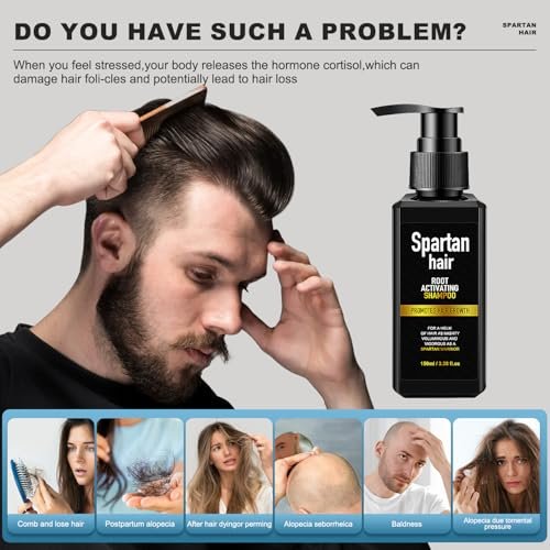 SPARTAN HAIR Strengthening & Smoothing Shampoo for Men – Adds Volume, Nourishes Thinning & Gray Hair (5.07 Fl Oz) Avelisse