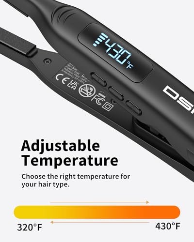 DSHOW Small Flat Iron for Short Hair – 3/10" Pencil Flat Iron, Mini Hair Straightener for Pixie Cuts & Bangs, LED Display, Adjustable Temperature, Auto Shut Off Avelisse