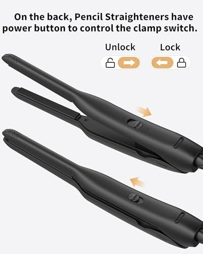 DSHOW Small Flat Iron for Short Hair – 3/10" Pencil Flat Iron, Mini Hair Straightener for Pixie Cuts & Bangs, LED Display, Adjustable Temperature, Auto Shut Off Avelisse