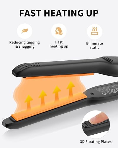 DSHOW Small Flat Iron for Short Hair – 3/10" Pencil Flat Iron, Mini Hair Straightener for Pixie Cuts & Bangs, LED Display, Adjustable Temperature, Auto Shut Off Avelisse