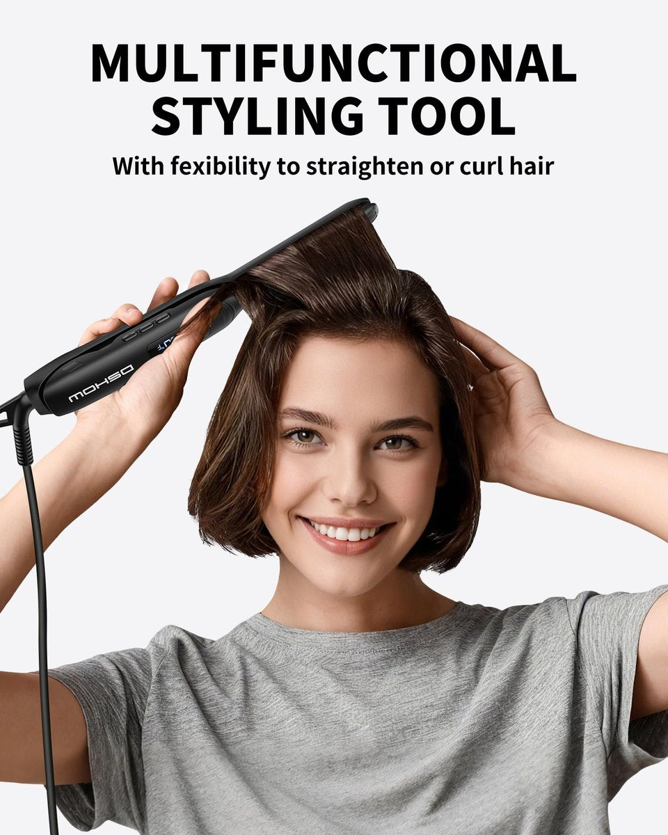 DSHOW Small Flat Iron for Short Hair – 3/10" Pencil Flat Iron, Mini Hair Straightener for Pixie Cuts & Bangs, LED Display, Adjustable Temperature, Auto Shut Off Avelisse