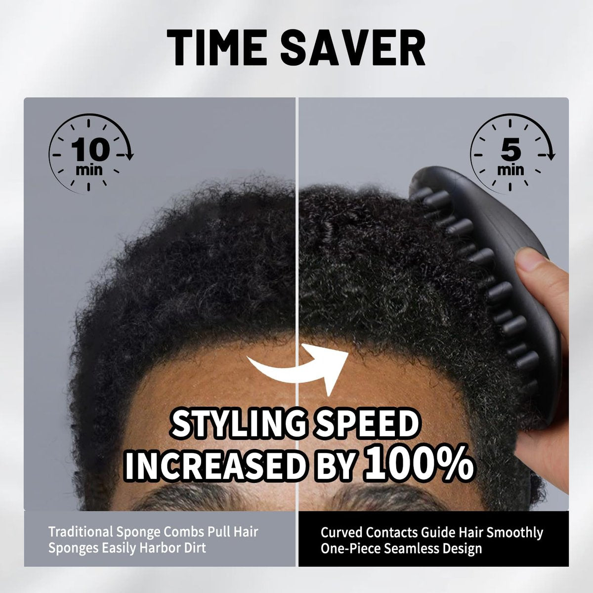 Wave Pomade Twist Sponge Brush & Twist Styler Comb for Black Men – Washable Afro Curl Sponge Racket for Barbers & Daily Use, Ideal for Curly, Coiled, 4C Hair – Includes Hair Pick Comb & Rose Water Spray Set Avelisse
