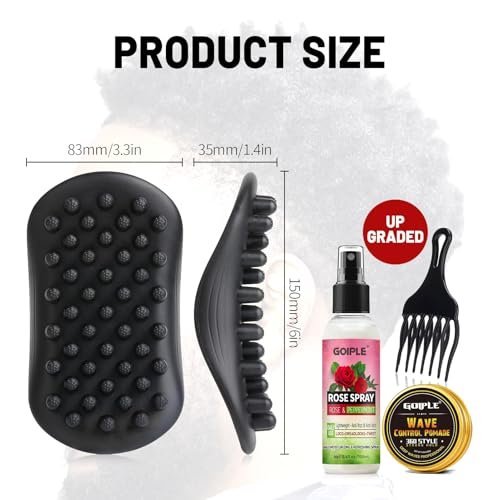 Wave Pomade Twist Sponge Brush & Twist Styler Comb for Black Men – Washable Afro Curl Sponge Racket for Barbers & Daily Use, Ideal for Curly, Coiled, 4C Hair – Includes Hair Pick Comb & Rose Water Spray Set Avelisse