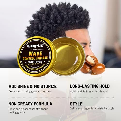 Wave Pomade Twist Sponge Brush & Twist Styler Comb for Black Men – Washable Afro Curl Sponge Racket for Barbers & Daily Use, Ideal for Curly, Coiled, 4C Hair – Includes Hair Pick Comb & Rose Water Spray Set Avelisse