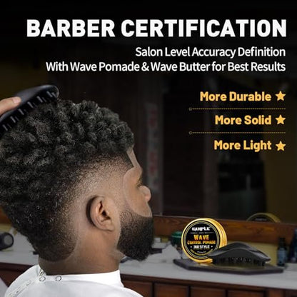 Wave Pomade Twist Sponge Brush & Twist Styler Comb for Black Men – Washable Afro Curl Sponge Racket for Barbers & Daily Use, Ideal for Curly, Coiled, 4C Hair – Includes Hair Pick Comb & Rose Water Spray Set Avelisse