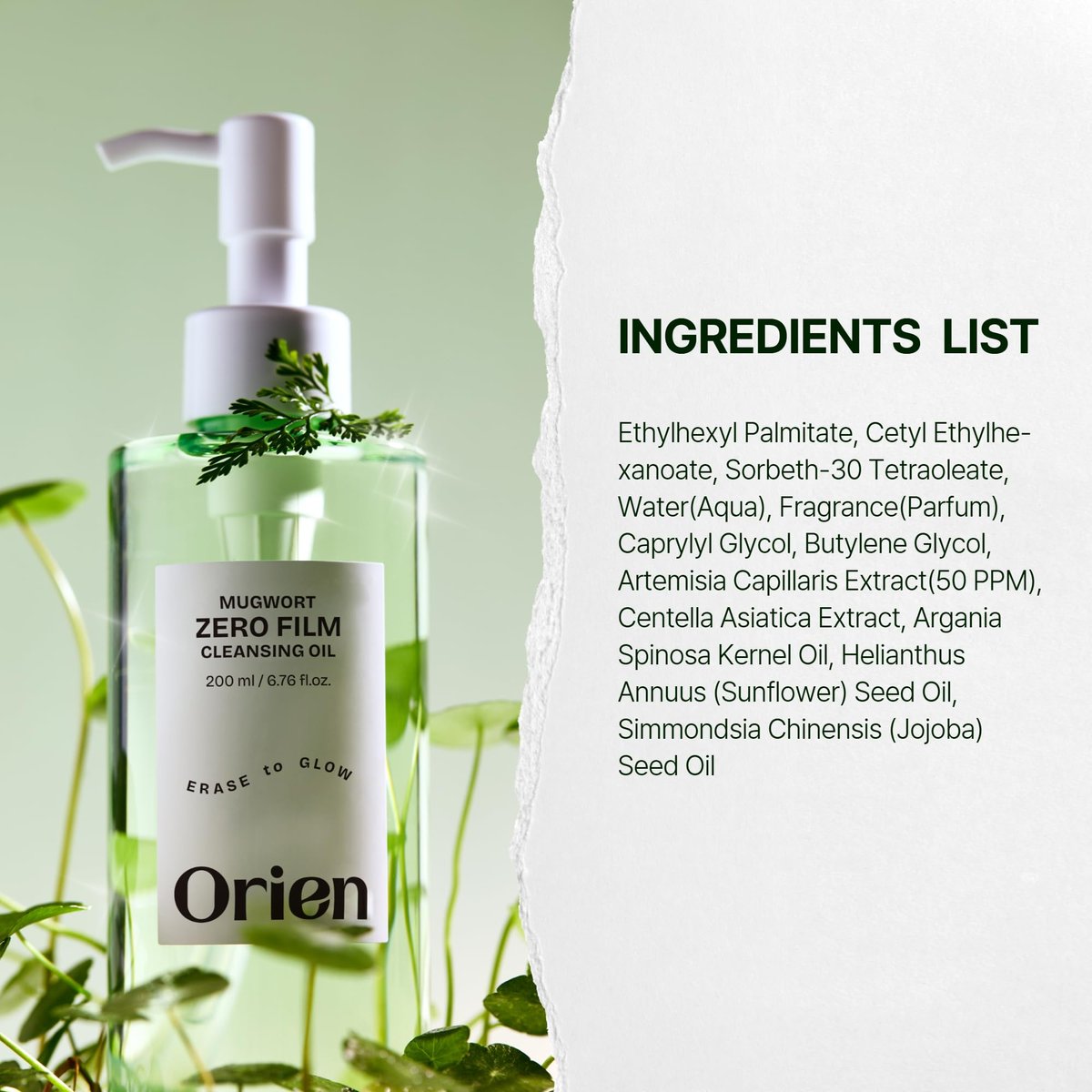 Orien Mugwort Zero Film Cleansing Oil - 6.76 fl oz (200ml) Daily Makeup Remover for Blackhead Removal, No Pore Clogging, Korean Double Cleansing - görsel 8