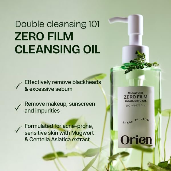 Orien Mugwort Zero Film Cleansing Oil - 6.76 fl oz (200ml) Daily Makeup Remover for Blackhead Removal, No Pore Clogging, Korean Double Cleansing - görsel 5