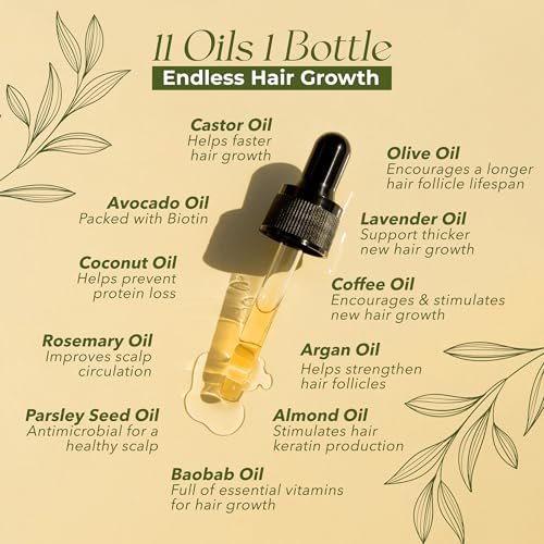 Veganic Natural Hair Growth Oil for Women - Infused with 10 Premium Botanic Oils & Organic Rosemary Oil for Hair Growth, Salon-Grade Volumizing & Nourishment, Non-GMO Verified, 30-Day Supply Avelisse