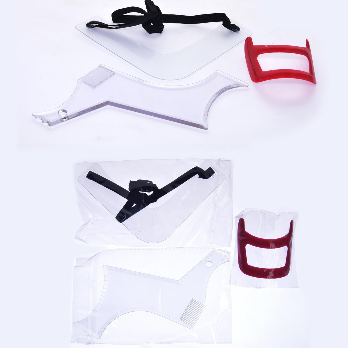 Beard Trimming Guide Tool - 3-Piece Neckline – Precision Shaping: Each template is engineered to create clean, – Image 11