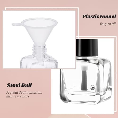 2 Pack Empty Nail Polish Bottles with Brush - 5ML Glass Rectangle Nail Polish Containers for DIY Nail Art, Samples, and Mixing (Black Cap) Avelisse
