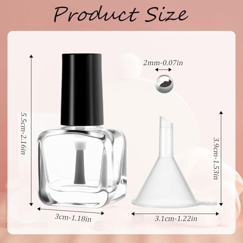 2 Pack Empty Nail Polish Bottles with Brush - 5ML Glass Rectangle Nail Polish Containers for DIY Nail Art, Samples, and Mixing (Black Cap) Avelisse