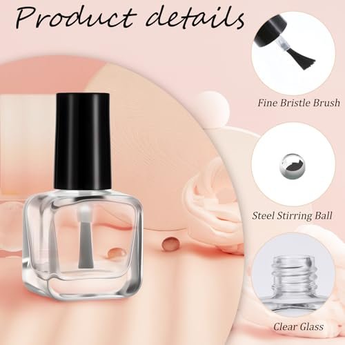 2 Pack Empty Nail Polish Bottles with Brush - 5ML Glass Rectangle Nail Polish Containers for DIY Nail Art, Samples, and Mixing (Black Cap) Avelisse