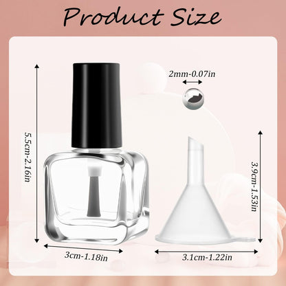 2 Pack Empty Nail Polish Bottles with Brush - 5ML Glass Rectangle Nail Polish Containers for DIY Nail Art, Samples, and Mixing (Black Cap) Avelisse