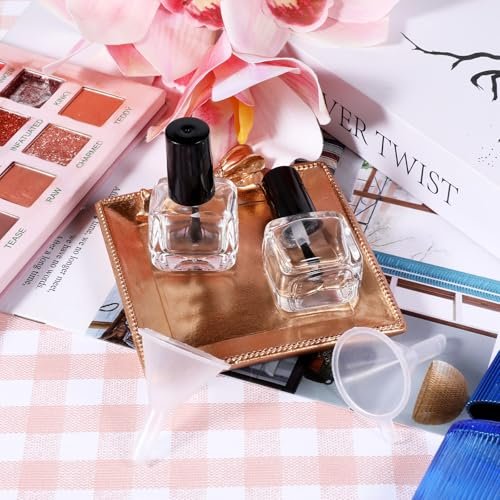 2 Pack Empty Nail Polish Bottles with Brush - 5ML Glass Rectangle Nail Polish Containers for DIY Nail Art, Samples, and Mixing (Black Cap) Avelisse