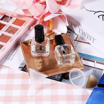 2 Pack Empty Nail Polish Bottles with Brush - 5ML Glass Rectangle Nail Polish Containers for DIY Nail Art, Samples, and Mixing (Black Cap) Avelisse