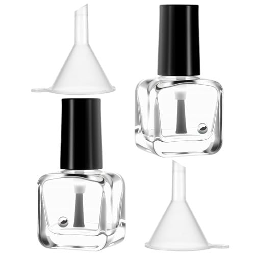 2 Pack Empty Nail Polish Bottles with Brush - 5ML Glass Rectangle Nail Polish Containers for DIY Nail Art, Samples, and Mixing (Black Cap) Avelisse