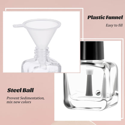 2 Pack Empty Nail Polish Bottles with Brush - 5ML Glass Rectangle Nail Polish Containers for DIY Nail Art, Samples, and Mixing (Black Cap) Avelisse
