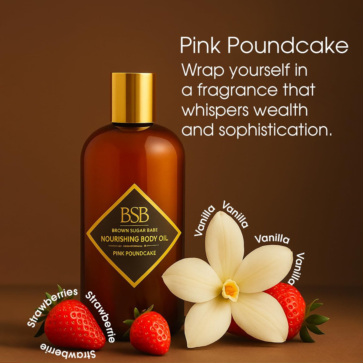 Brown Sugar Babe Pink Poundcake Body Oil - Nourishing Scented Oil for Women with Strawberry, Vanilla & Buttercream, Paraben-Free Perfume Body Oil, Made in USA Avelisse