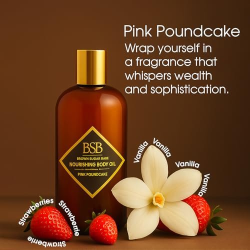 Brown Sugar Babe Pink Poundcake Body Oil - Nourishing Scented Oil for Women with Strawberry, Vanilla & Buttercream, Paraben-Free Perfume Body Oil, Made in USA Avelisse