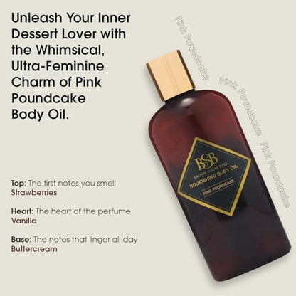 Brown Sugar Babe Pink Poundcake Body Oil - Nourishing Scented Oil for Women with Strawberry, Vanilla & Buttercream, Paraben-Free Perfume Body Oil, Made in USA Avelisse