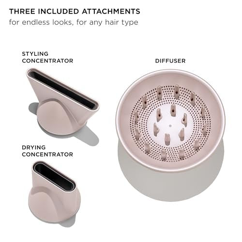 T3 LuxeDry High-Performance Hair Dryer Set with Drying Concentrator, Styling Concentrator & Diffuser Attachments – Fast, Powerful Drying & Styling for All Hair Types (Satin Blush) Avelisse