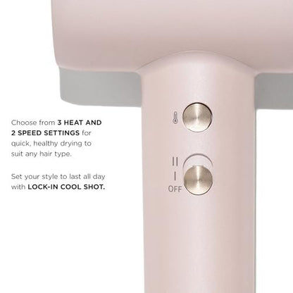 T3 LuxeDry High-Performance Hair Dryer Set with Drying Concentrator, Styling Concentrator & Diffuser Attachments – Fast, Powerful Drying & Styling for All Hair Types (Satin Blush) Avelisse
