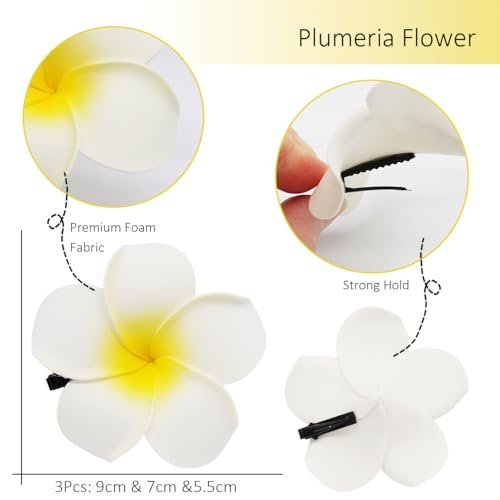 12 Pack Flower Clip for Women - Hawaiian Plumeria Hibiscus Orchid Hair Clips, Beach Hairpins, Boho Hair Accessories, Gifts for Women & Teen Girls Avelisse