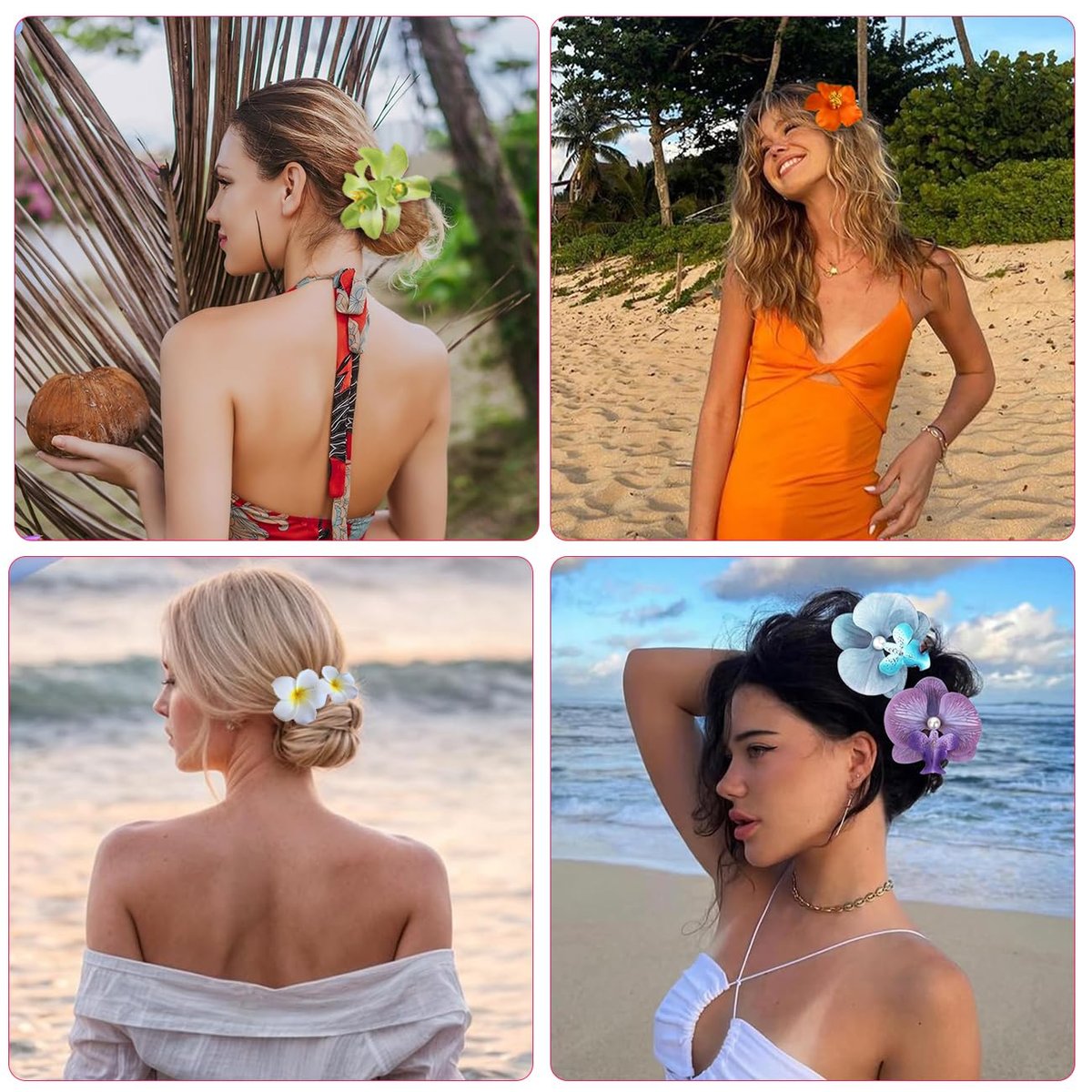 12 Pack Flower Clip for Women - Hawaiian Plumeria Hibiscus Orchid Hair Clips, Beach Hairpins, Boho Hair Accessories, Gifts for Women & Teen Girls Avelisse