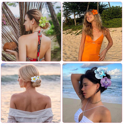 12 Pack Flower Clip for Women - Hawaiian Plumeria Hibiscus Orchid Hair Clips, Beach Hairpins, Boho Hair Accessories, Gifts for Women & Teen Girls Avelisse