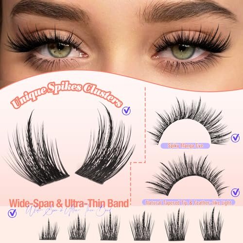 Spikes Lash Clusters Natural Eyelash Clusters Wispy Manga Lash Extension Unique Spiky Cluster Eyelash Extensions Anime Individuals Fairy Cluster Lashes 8-18mm 144Pcs DIY at Home - görsel 4