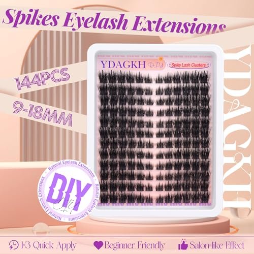 Spikes Lash Clusters Natural Eyelash Clusters Wispy Manga Lash Extension Unique Spiky Cluster Eyelash Extensions Anime Individuals Fairy Cluster Lashes 8-18mm 144Pcs DIY at Home - görsel 6