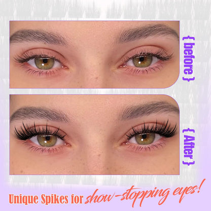 Spikes Lash Clusters Natural Eyelash Clusters Wispy Manga Lash Extension Unique Spiky Cluster Eyelash Extensions Anime Individuals Fairy Cluster Lashes 8-18mm 144Pcs DIY at Home
