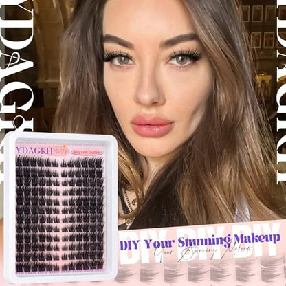 Spikes Lash Clusters Natural Eyelash Clusters Wispy Manga Lash Extension Unique Spiky Cluster Eyelash Extensions Anime Individuals Fairy Cluster Lashes 8-18mm 144Pcs DIY at Home