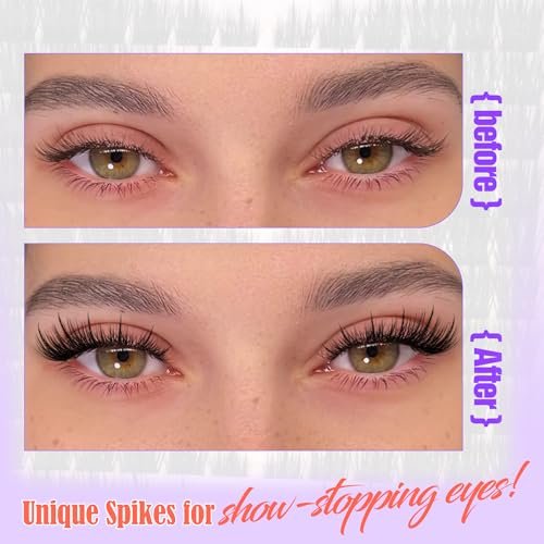Spikes Lash Clusters Natural Eyelash Clusters Wispy Manga Lash Extension Unique Spiky Cluster Eyelash Extensions Anime Individuals Fairy Cluster Lashes 8-18mm 144Pcs DIY at Home - görsel 10
