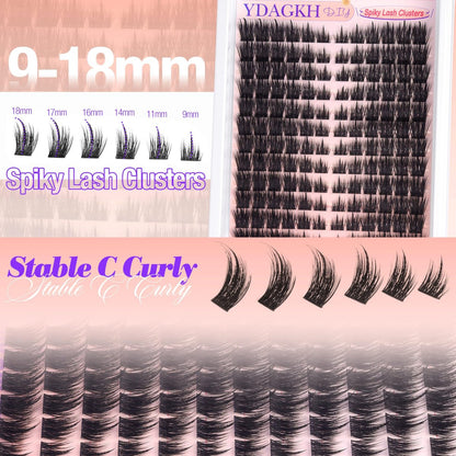 Spikes Lash Clusters Natural Eyelash Clusters Wispy Manga Lash Extension Unique Spiky Cluster Eyelash Extensions Anime Individuals Fairy Cluster Lashes 8-18mm 144Pcs DIY at Home