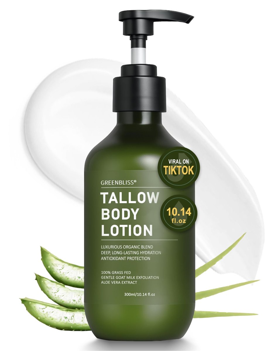 Grass-Fed Beef Tallow Body Lotion for Dry, Mature & Crepey Skin – Vanilla, 10.14 oz Avelisse