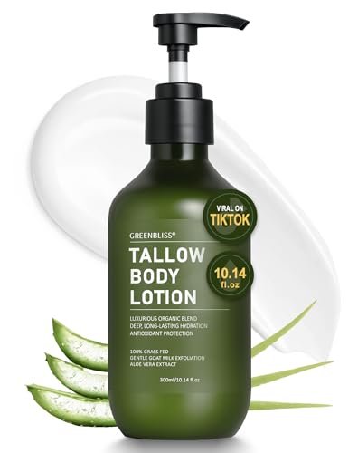 Grass-Fed Beef Tallow Body Lotion for Dry, Mature & Crepey Skin – Vanilla, 10.14 oz Avelisse