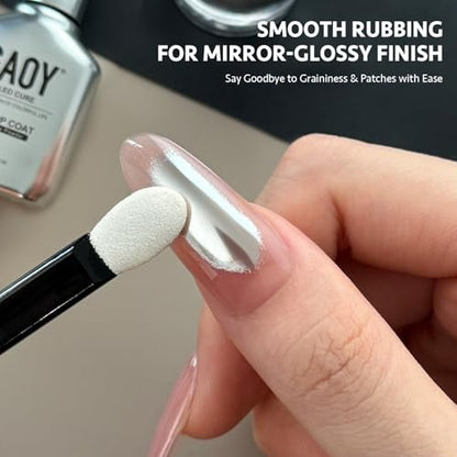 GAOY Gel Top Coat for Chrome Powder – Clear No Wipe UV Top Coat for Flawless Chrome Finish, 16ml
