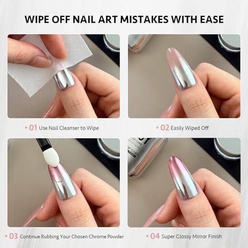 GAOY Gel Top Coat for Chrome Powder – Clear No Wipe UV Top Coat for Flawless Chrome Finish, 16ml - görsel 8