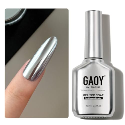 GAOY Gel Top Coat for Chrome Powder – Clear No Wipe UV Top Coat for Flawless Chrome Finish, 16ml - görsel 2