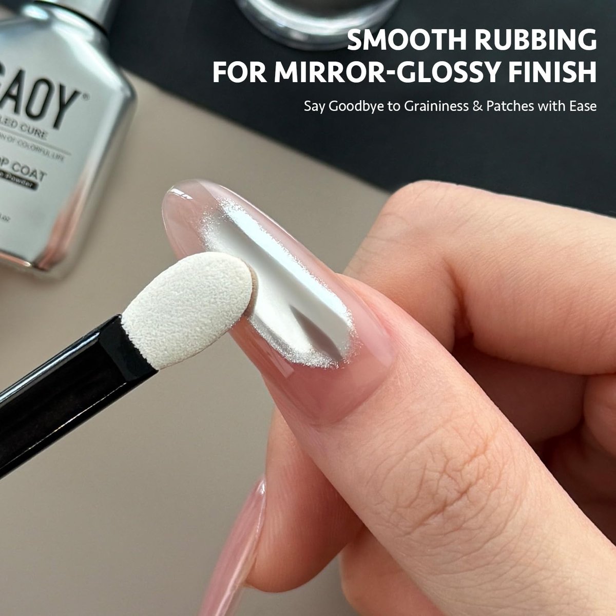 GAOY Gel Top Coat for Chrome Powder – Clear No Wipe UV Top Coat for Flawless Chrome Finish, 16ml - görsel 3