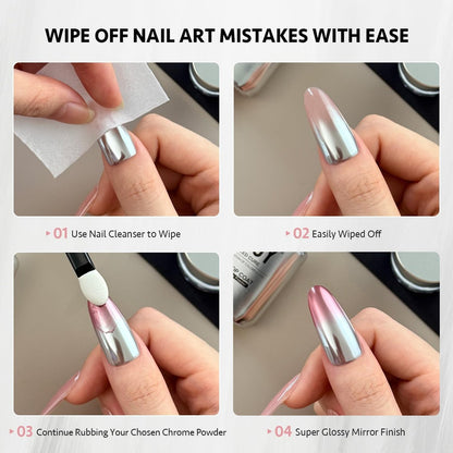 GAOY Gel Top Coat for Chrome Powder – Clear No Wipe UV Top Coat for Flawless Chrome Finish, 16ml