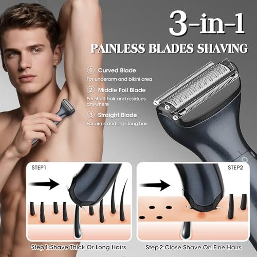 Dumite Ball Trimmer for Men - Waterproof Body & Pubic Hair Trimmer, LED Display, Groin Hair Shaver for Men & Women Avelisse